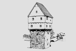 Zeichnung der Mssinger Burg von frher